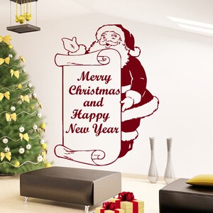 Wall Decals Merry Christmas and Happy New Year Santa Claus Decal Vinyl Sticker Home Art Bedroom Home Decor Living Room Art Murals MS739