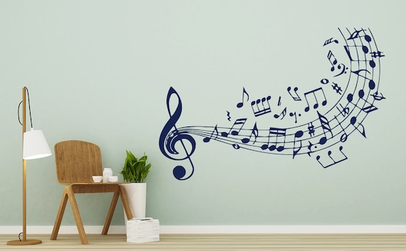 Music Wall Decals Musical Notes Decal Treble Clef Vinyl Sticker Music Studio Home Decor Bedroom Chu243
