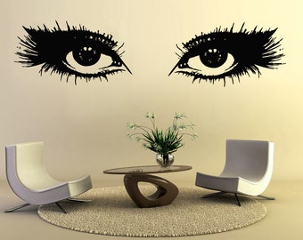Wall Decals Makeup Girl Woman Cosmetic Eyes Fashion Vinyl Sticker Beauty Salon Home Decor Living Room Decor Art Mural Ms713
