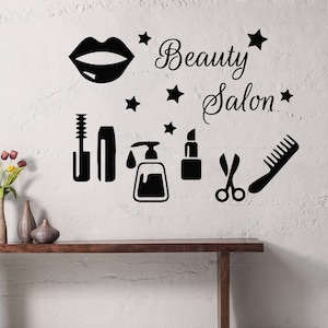 Wall Decals Beauty Salon - Beauty Salon Logo Decal - Beauty Salon Vinyl Sticker - Accessories Decal - Home Decor - Beauty Salon Decor MS646