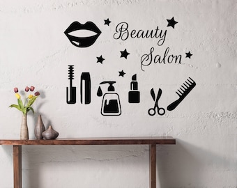 Wand Aufkleber Schönheitssalon - Schönheitssalon Logo Aufkleber - Beauty-Salon-Vinyl-Aufkleber - Zubehör Aufkleber - Wohnkultur - Schönheitssalon Dekor MS646