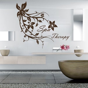 Wall Decals Spa Therapy Flowers Branch Decal Vinyl Sticker SPA Beauty Salon Art Home Decor Bathroom Art Modern Design Murals Interior MS406