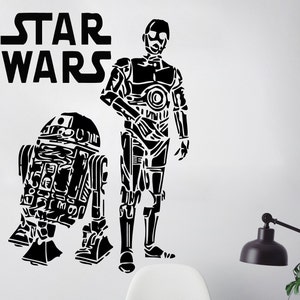 Star Wars Wall Decals C-3PO R2-D2 Vinyl Sticker Decal Boy Room Home Decor Bedroom Nursery Art Mural MS145
