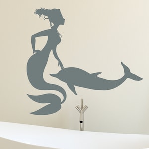 Dolphin and mermaid sticker large mermaid decal