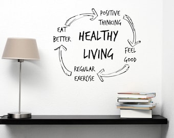 Healthy Living Wall Decals Quote Yoga Decal Vinyl Sticker Bedroom Home Decor Nursery Kitchen Wall Decoration Art Murals EG45