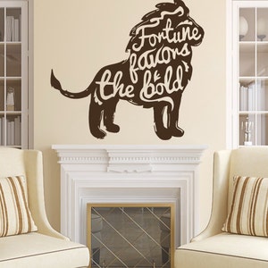 Wall Decals Quote Motivation Fortune Favors The Bold Decal Lion Vinyl Sticker Bedroom Nursery Baby Room Home Decor Art Murals Office Ms574