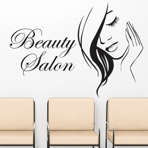 Wall Decals Beauty Salon Model Girl Face Long Hair Cosmetic Make Up Decal Vinyl Sticker Bedroom Home Decor Beauty Salon Art Murals MS642