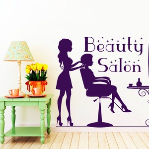 Wall Decals Hairdressing Hair Beauty Salon Decal Vinyl Sticker Hairdressing Salon Haircut Makeup Home Decor Window Decals Living Room NA336