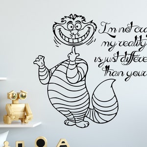 Wall Decals Quote I&#39;m Not Crazy Decal Alice In Wonderland Cheshire Cat Vinyl Sticker Bedroom Nursery Baby Room Home Decor Art Mural Ms522