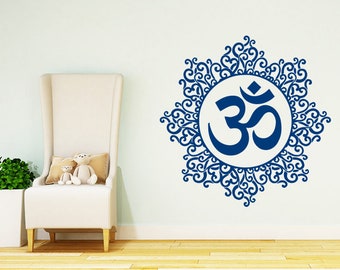 MANDALA Wall Decal Yoga Studio Vinyl Sticker Decals Namaste Lotus Flower Home Decor Boho Bohemian Bedroom Chu1165