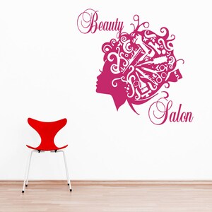 Wall Decals Hair Woman Face Decal Vinyl Sticker Decal Hair Beauty Salon Decor Art Home Decor Art Mural MS234