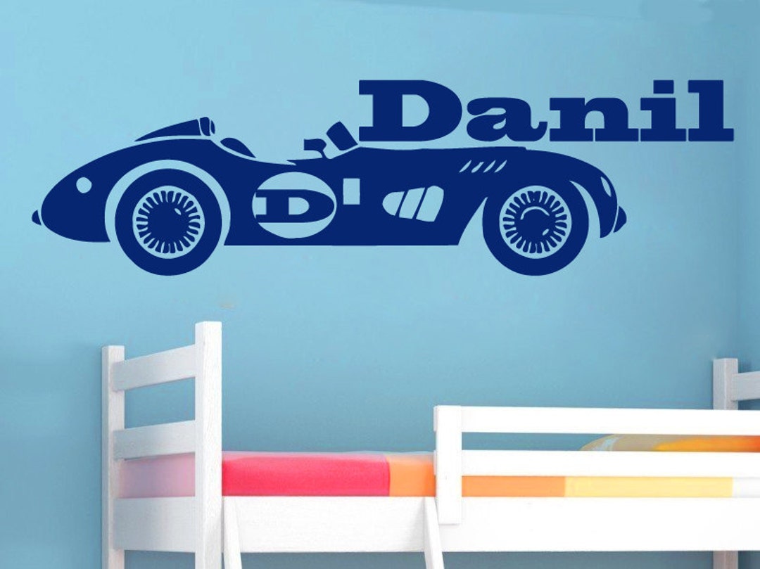 Racing Car Wall Decal Name Personalized Custom Decor Baby Boy Etsy