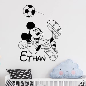 Wall Decal Name Personalized Custom Decals Vinyl Sticker Home Decor Mouse Football Game Nursery  MS362