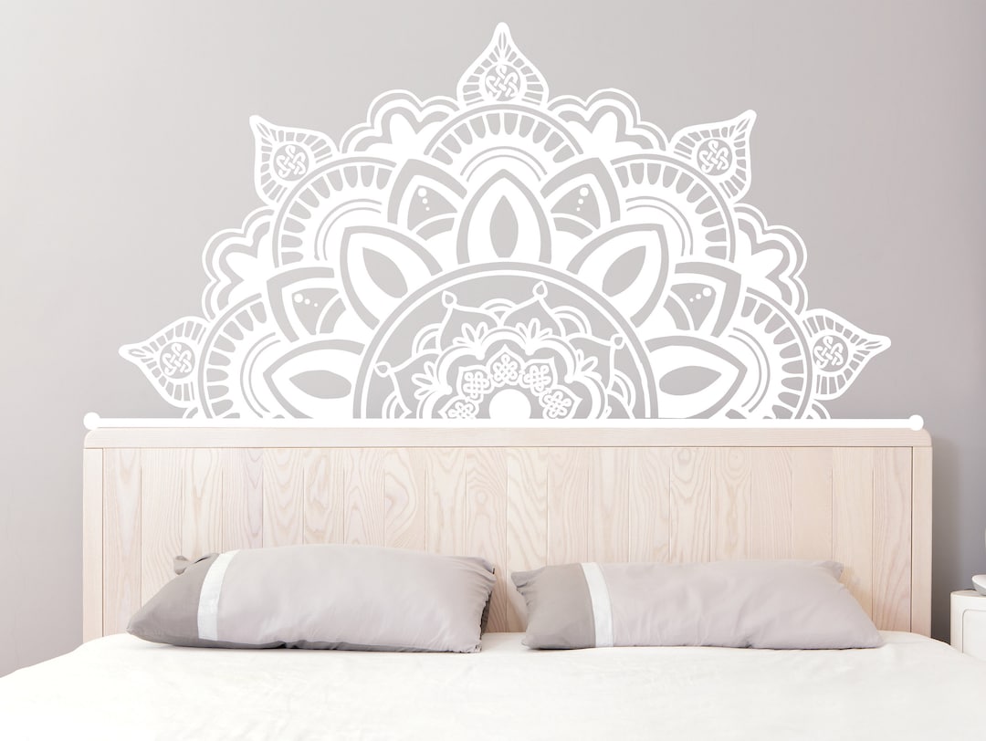 Half Mandala Wall Decals Headboard Vinyl Sticker Art Boho Bohemian Yoga ...