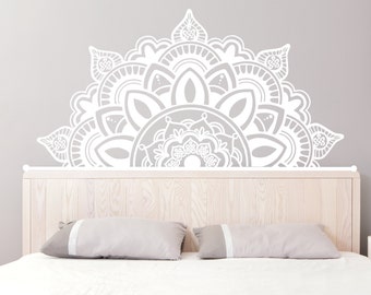 Half Mandala Wall Decals Testiera Vinile Adesivo Art Boho Boho Yoga Namaste Yoga Studio Decalcomania per camera da letto Casa Decor Room Ms782