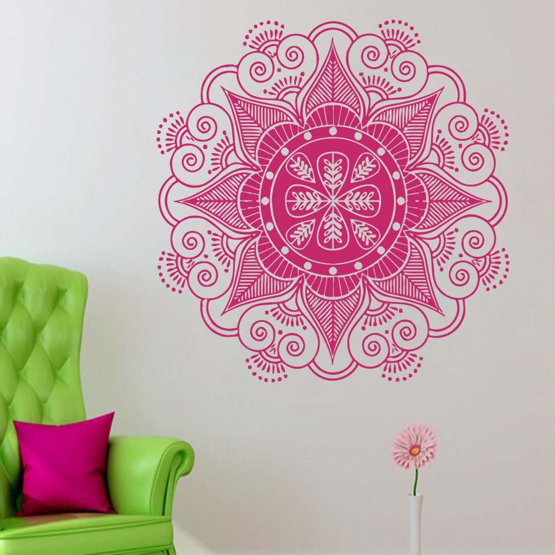 Wall Decals Mandala Yoga Namaste Om Ornament Indian Geometric Moroccan ...
