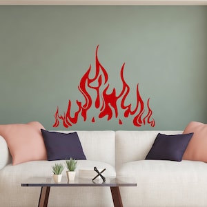 Fire Wall Decals - Flame Wall Decal - Fireplace Vinyl Stickers -  Home Decor - Fire Flame Art - Bedroom Designs  Chu162
