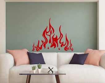 Fire Wall Decals - Flame Wall Decal - Fireplace Vinyl Stickers -  Home Decor - Fire Flame Art - Bedroom Designs  Chu162