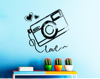 I Love Photo Wall Decals Camera Decal Photo Studio Vinyl Stickers Home Decor Window Decals Chu934