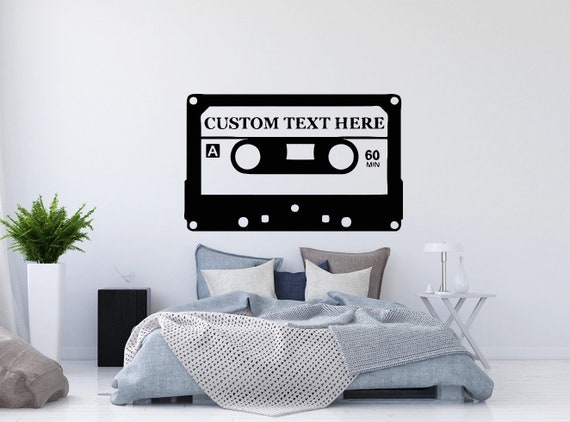 music wall decals custom text decal old audio cassette vinyl | etsy