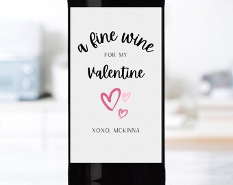 Un buen vino para mi San Valentín Etiqueta de vino personalizada como regalo / Etiqueta de vino para el día de San Valentín / Etiqueta personalizada para vino o champán / Esposo y esposa