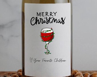 Envoltorios de etiquetas para vino / Etiqueta de fiesta navideña / Etiqueta de champán / Etiqueta de vino para amigo / Etiqueta de vino vecino divertido / Etiqueta de licor personalizada