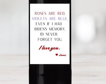 Idea de regalo para el día de San Valentín para ella / Etiqueta adhesiva divertida para botella de vino / Regalo de aniversario para él / Broma de fan de Trump para esposa y esposo / Cumpleaños