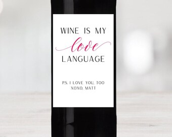 Etiqueta de vino para el día de San Valentín hecha a mano: calcomanía personalizada para botella: regalo único para novio, esposo, novia, esposa, prometido: personalizada