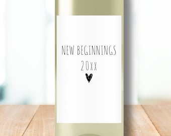 New Beginnings Wine Label | Home Realtor Candle Label | Congratulations Gift | Housewarming Wine Label | Realtor Gift | DIY Closing Gift