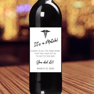 Personalized Match Day Wine Label | Medical Residency Med School Graduation Gift | Match Day Gift | Resident New Doctor Physician Student Dr