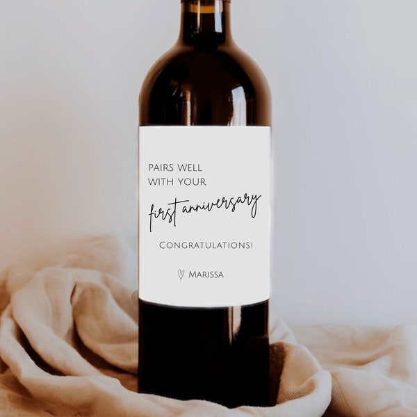 Gift for 1st Anniversary | First Anniversary Wine Label | 5th Wedding Anniversary Gift for Friends | Grandparent Gift | Custom Gift Parents