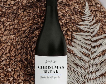 Etiqueta de vino personalizada para maestro / Regalo de maestro de preescolar / Regalo de vacaciones para maestro / Etiqueta de vino para maestro / Maestro / Regalo de Navidad de clase