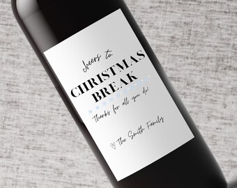 Custom Wine Label for Teacher | Preschool Teacher Gift | Teacher Holiday Gift | Wine Label for Teacher | Teacher | Christmas Gift From Class