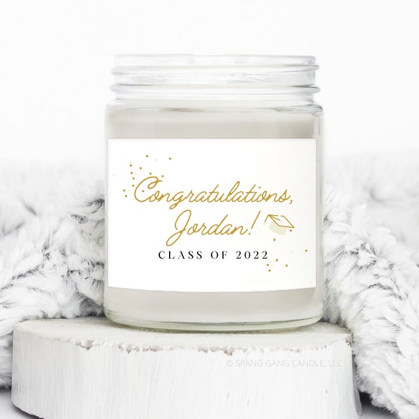 Personalized Graduation Candle Label | Gift for Graduate | End Of School Gift | High School Senior | Wine Label for College Graduation |