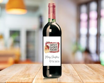 Etiqueta de vino para el maestro favorito / Regalo para el maestro de fin de año / Calcomanía personalizada para velas / Etiqueta para licor y champán para la secretaria de la escuela