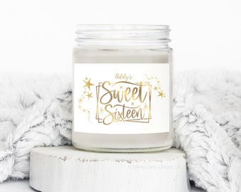 Etiqueta de vela personalizada para dulces dieciséis / Regalo de cumpleaños número 16 / Vela de feliz cumpleaños / Regalo para amiga / Regalo de cumpleaños / Regalo para hermana