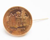 America the Beautiful Quarter from West Virginia featuring Harpers Ferry, 24 kt Gold Plated mounted as a Brooch or Hat