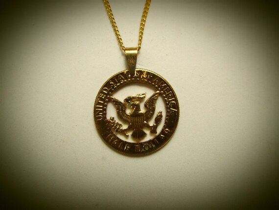 Hand Cut Kennedy Fifty Cent Coin 24 Kt Gold Plated and Mounted - Etsy