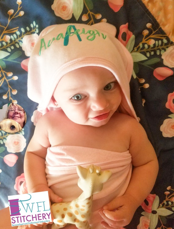 Infant Embroidered Towel With Hood/ears