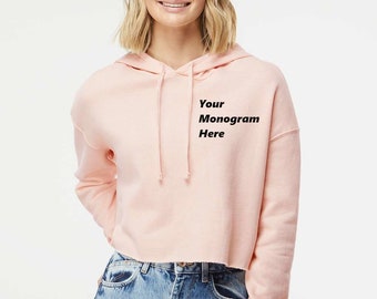 Crop Hoodie with Personalized Embroidery Monogram