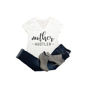 Mother Hustler Vneck Ladies Tee