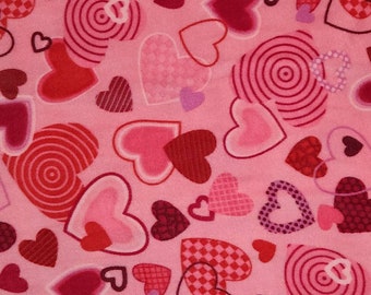 Pink Valentine Heart Fleece Fabric BTY RARE VHTF