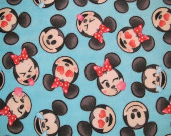 Disney Emoji Mickey And Minnie Fleece Fabric BTY RARE VHTF