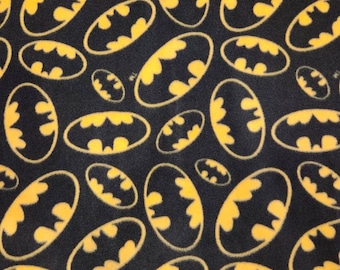 Batman Tossed Logo Fleece Fabric 1 yard 19 inches RARE VHTF