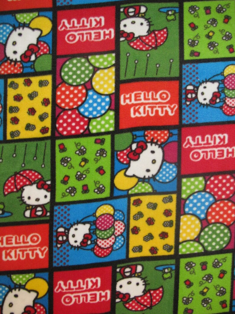 Hello Kitty colorful blocks Fleece Fabric BTY RARE VHTF Etsy