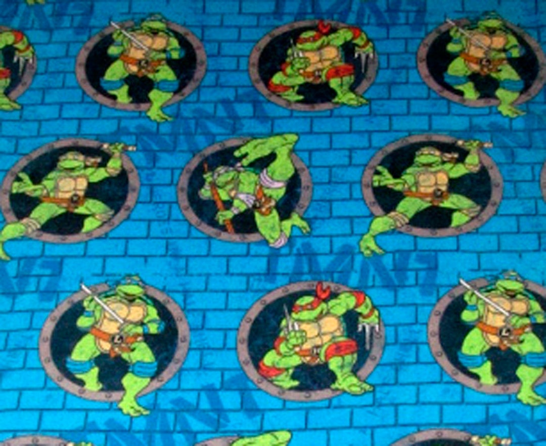 Teenage Mutant Ninja Turtles Blue Fleece Fabric 1 Yard 29 Etsy