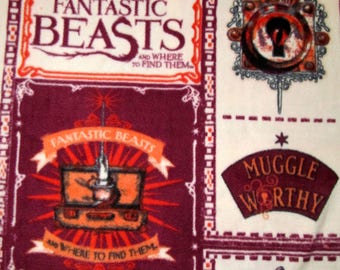 Fantastic Beasts and Where to Find Them Block Fleece Fabric BTY VHTF RARE