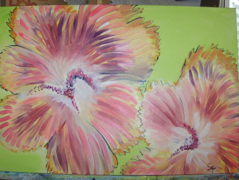 Custom Floral Oil Painting 3' X 3' Gallery Wrapped image 4