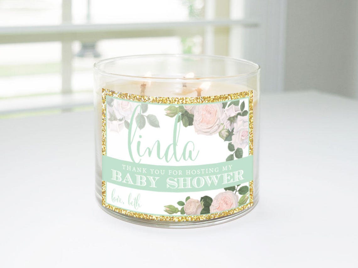 Thank You for Hosting My Baby Shower Custom Candle Label Mint Etsy