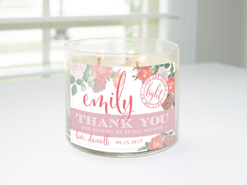 Thank You for Hosting My Bridal Shower Custom Candle Label Etsy